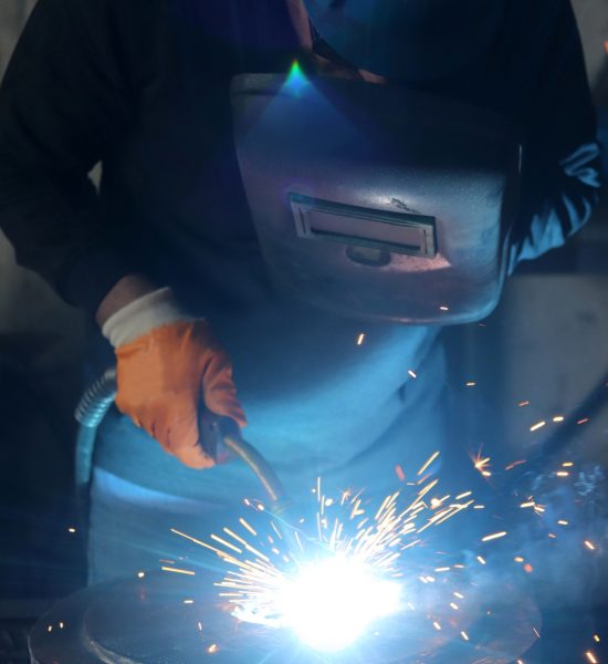 Welding works. Sparks, molten metal Welding works. Sparks, molten metal